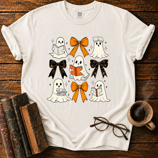 Cute Halloween Ghosts and Bows Pattern T-Shirt