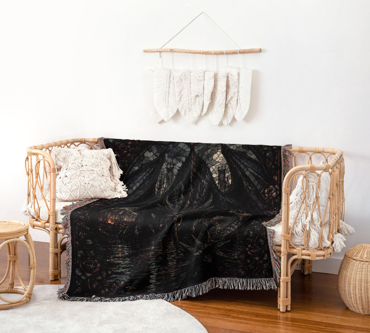 Shadow Dragon Woven Throw Blanket