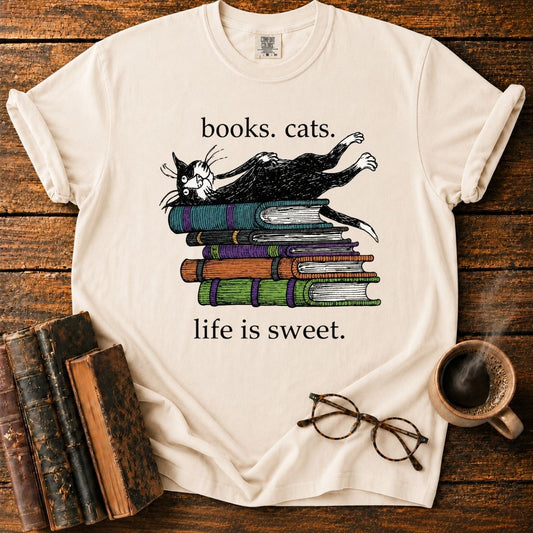 Books, Cats, and Sweet Life T-Shirt