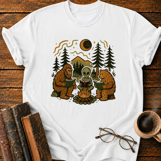 Campfire Friends Reading T-Shirt