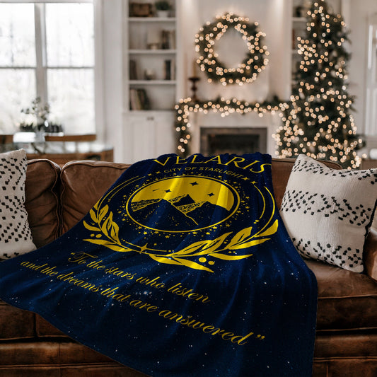 Velaris City of Starlight Illustration Velveteen Plush Blanket