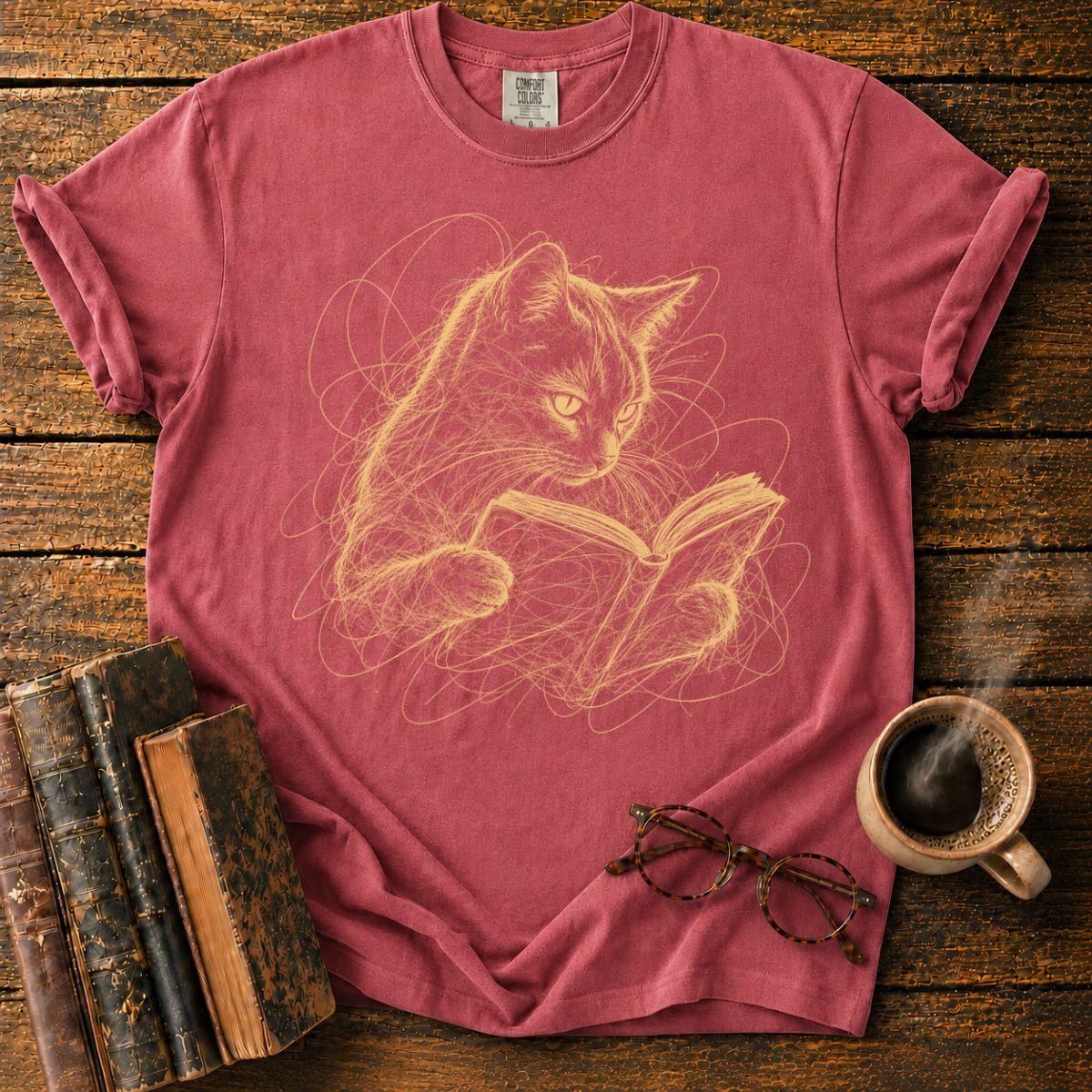 Bookish Cat T-Shirt T-Shirt