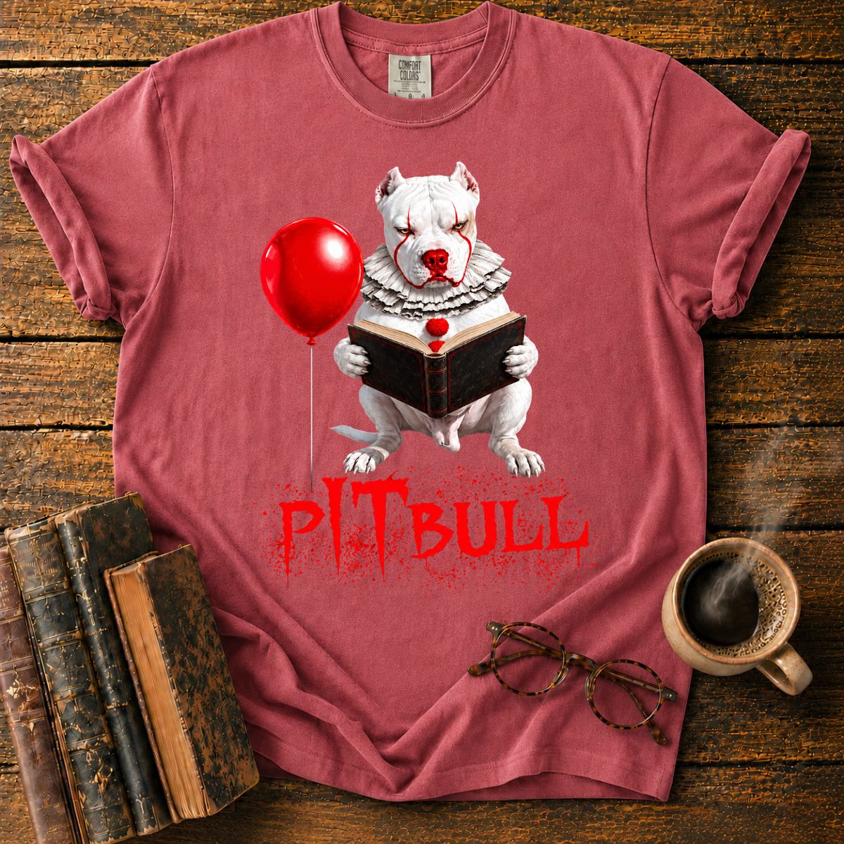 Pitbull Reading a Vintage Book T-Shirt