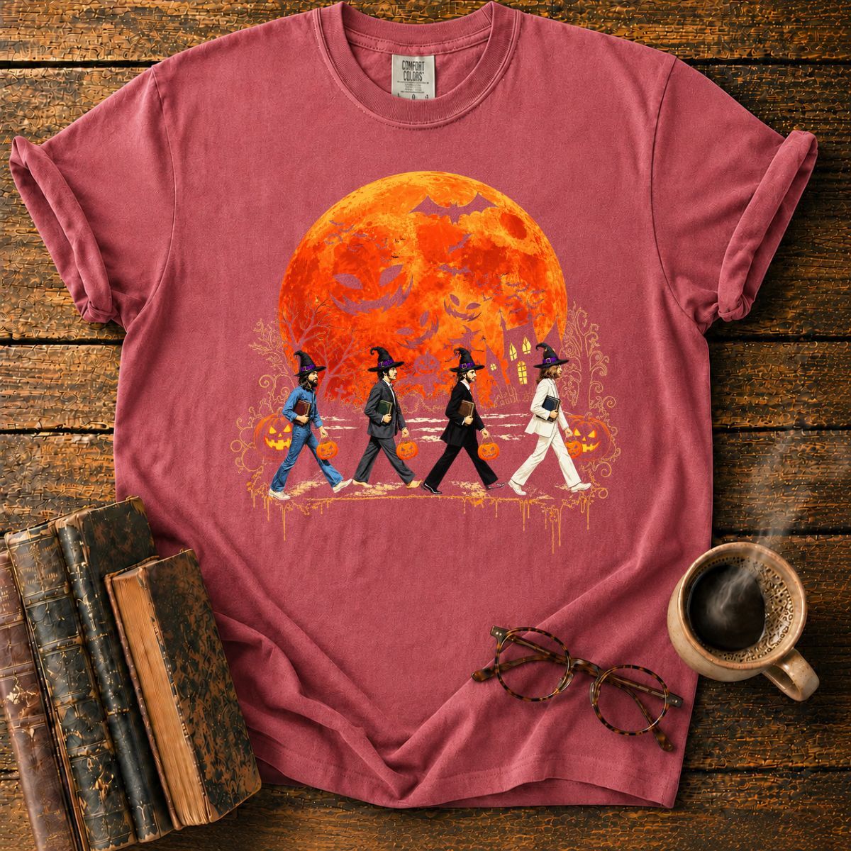 Four Witch-Hatted Walkers with Books T-Shirt