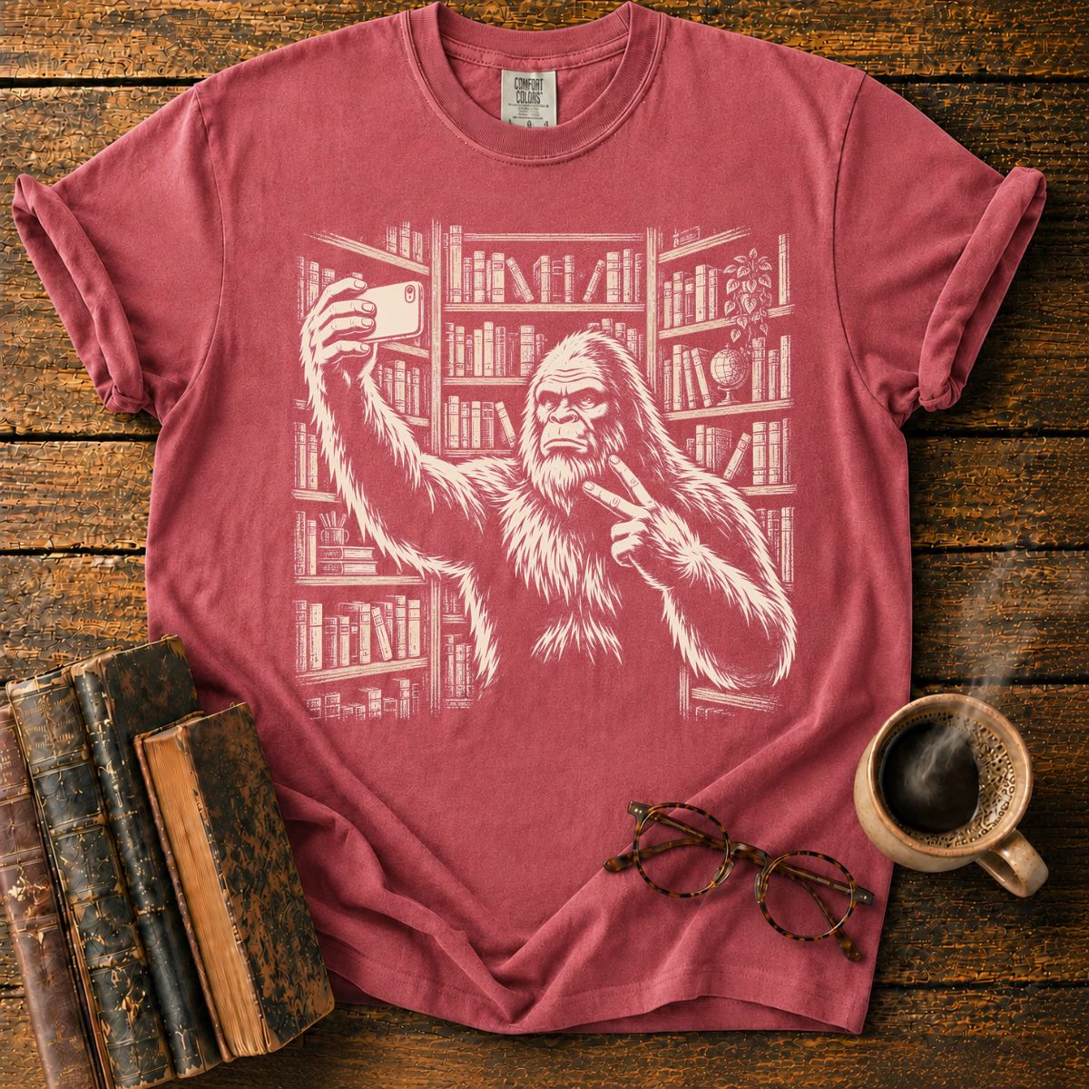Bigfoot’s Vintage Library Selfie T-Shirt