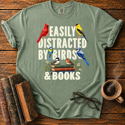 Easily Distracted by Birds & Books T-Shirt