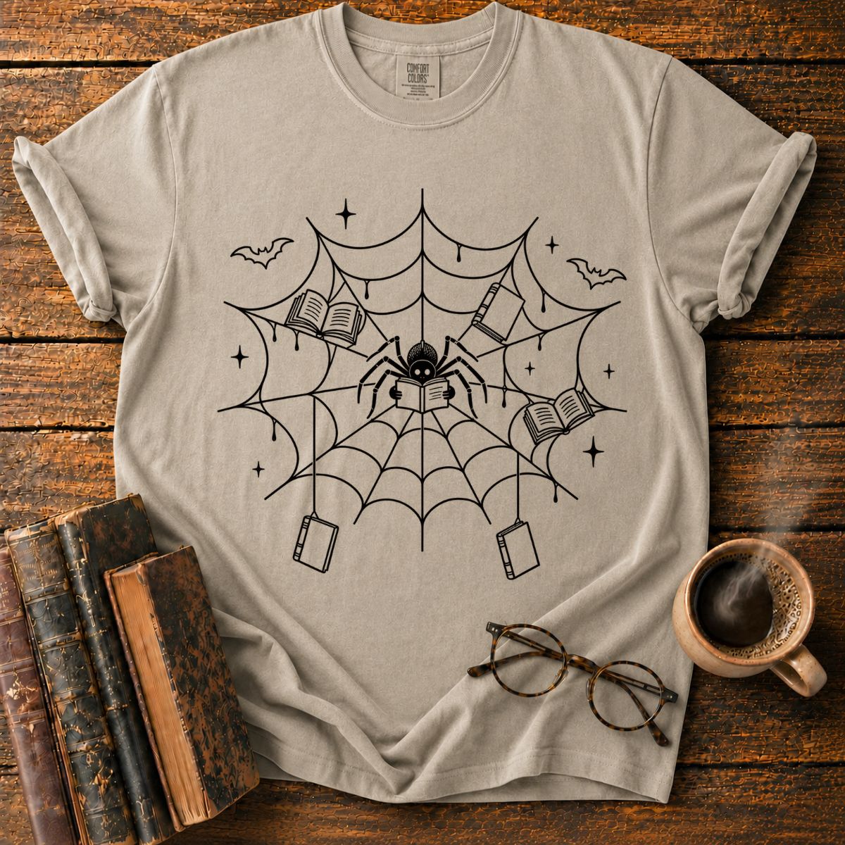 Spooky Spider Library T-Shirt