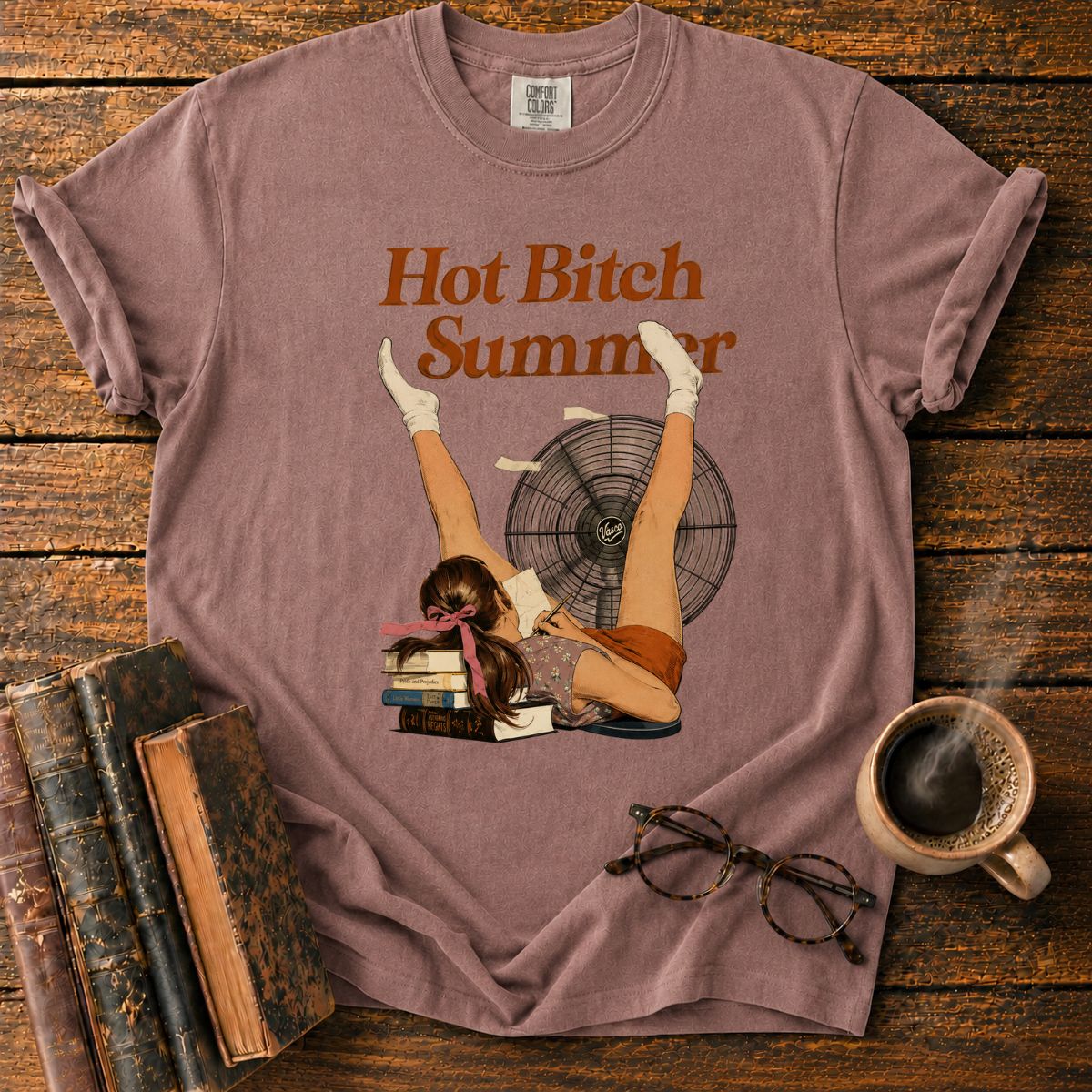 Retro Summer Reading by the Fan T-Shirt