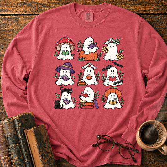 Ghosts Reading Books LS T-Shirt