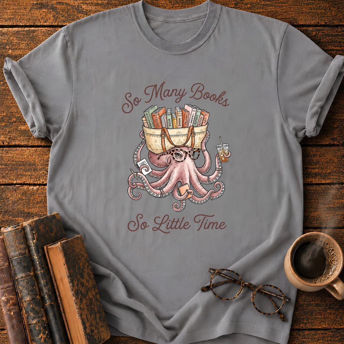 Octopus Many Books T-Shirt