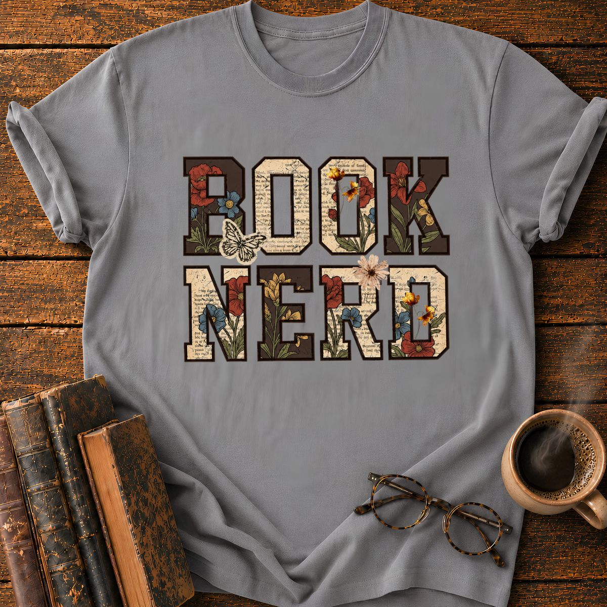 Book Nerd Typography T-Shirt