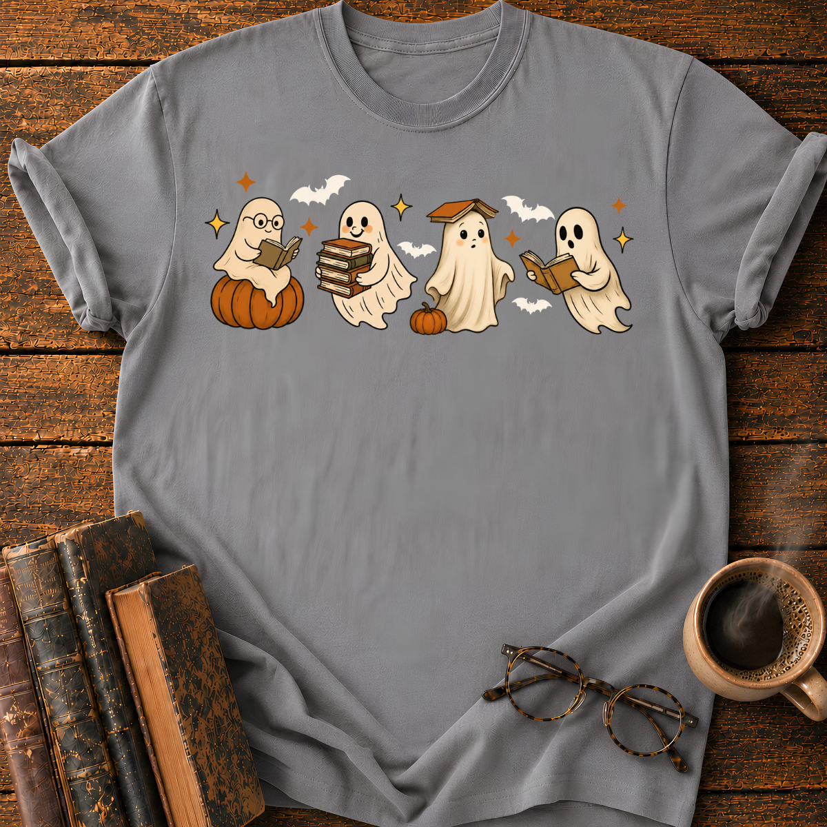 Ghosts Reading Books T-Shirt