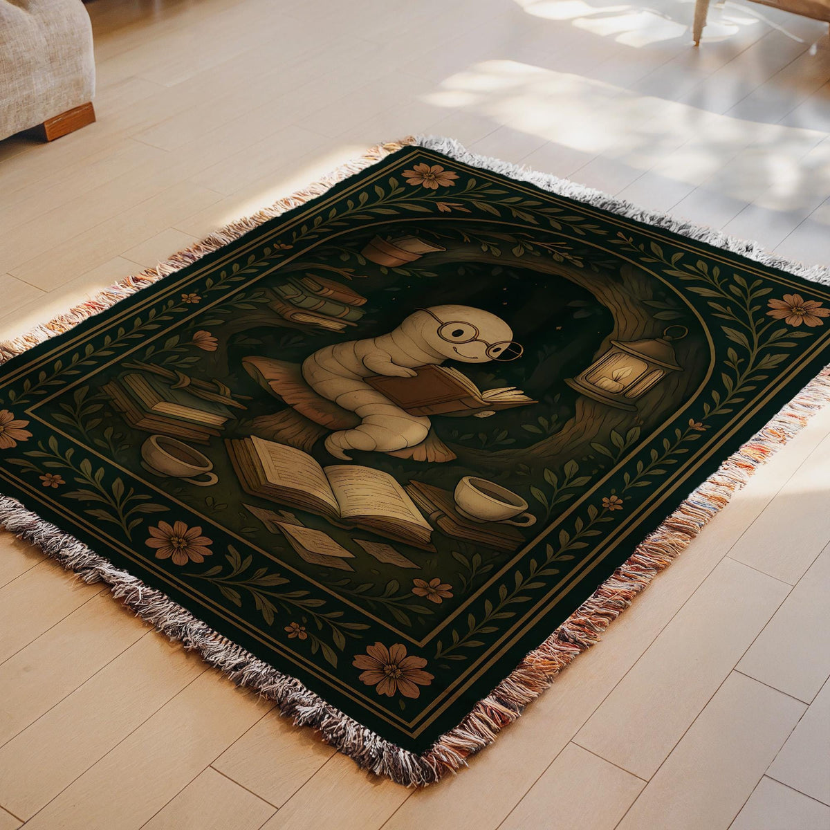 Cozy Bookworm Reading Nook Blanket