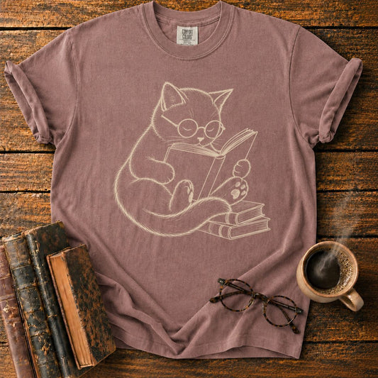 Cat Reading Book T-Shirt