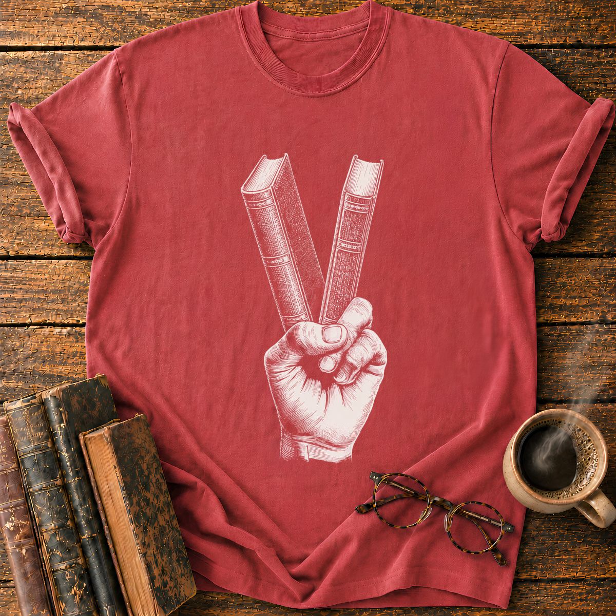 Peace Sign with Books T-Shirt