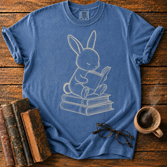 Bunny Reading on Book StackT-Shirt