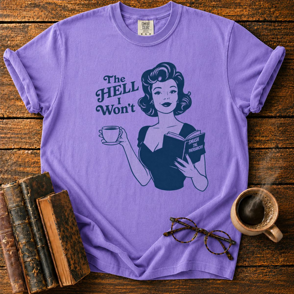 Vintage Housewife with a Revolutionary Book T-Shirt
