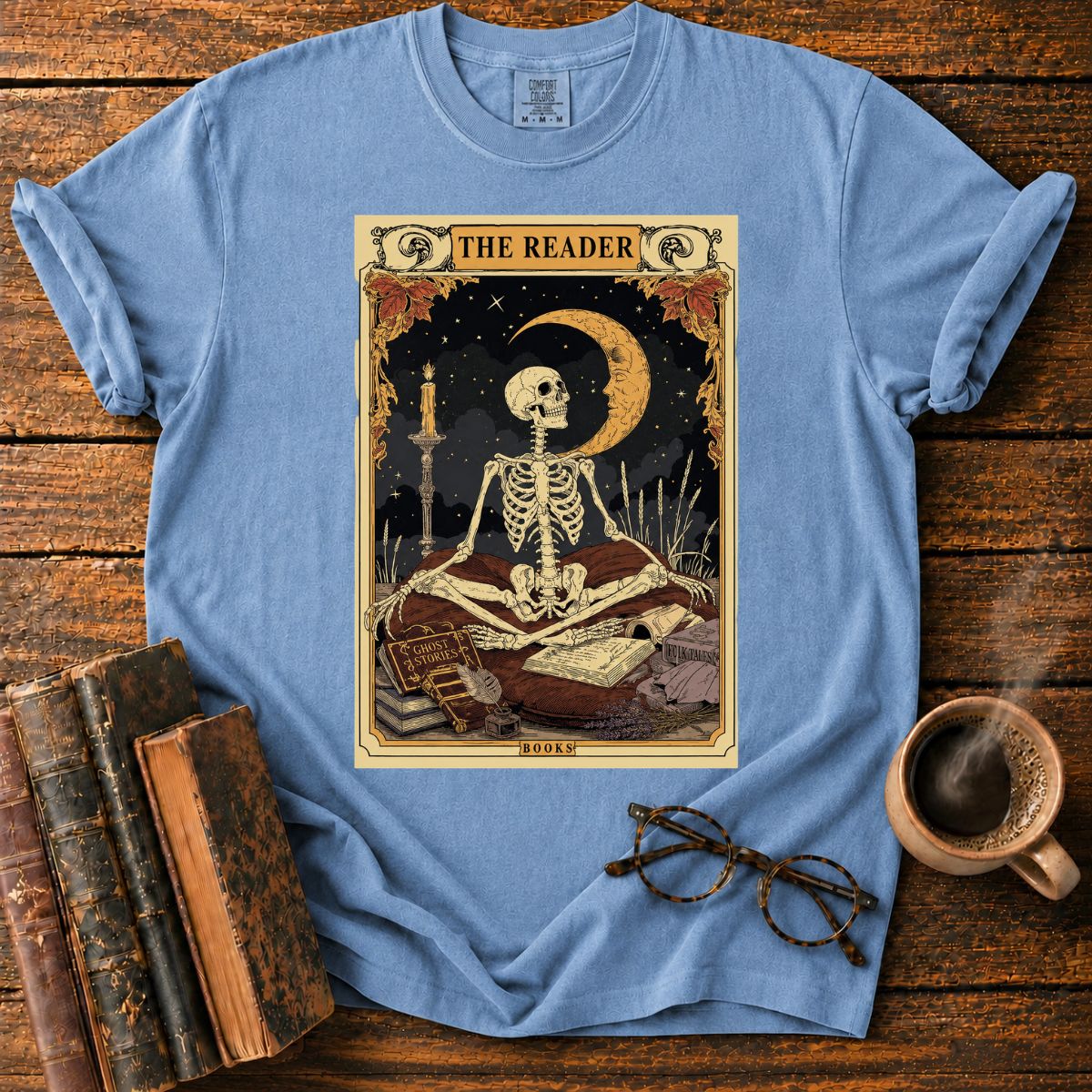 The Reader_ A Moonlit Literary Tarot T-Shirt