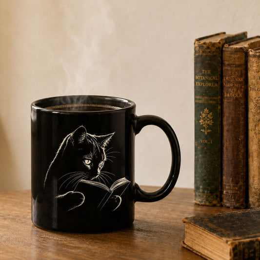 Bookish Cat Reading Mug