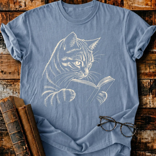 Tabby Cat Reading T-Shirt