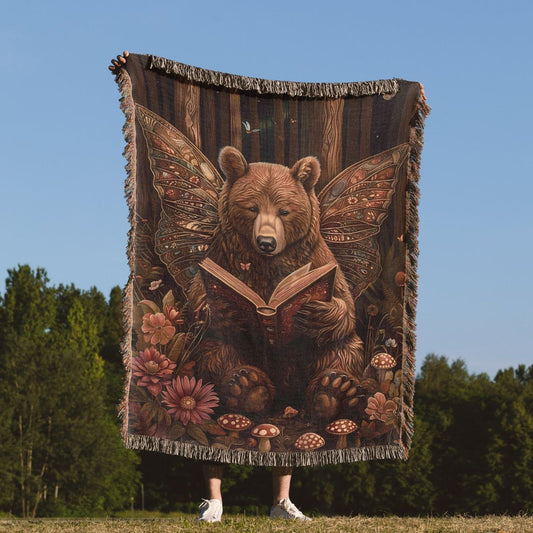 Fairy Bear Reading Woven Blanket