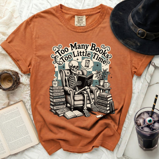 Too Many Books Skeleton Tee