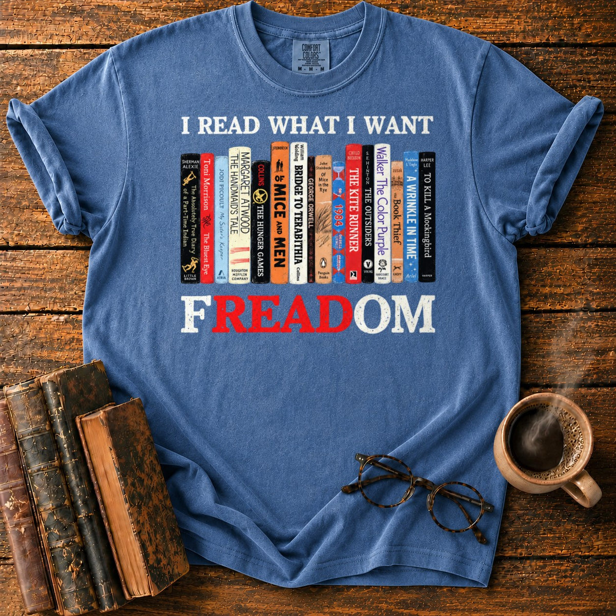 001 T-Shirt in Denim – BooksThreads