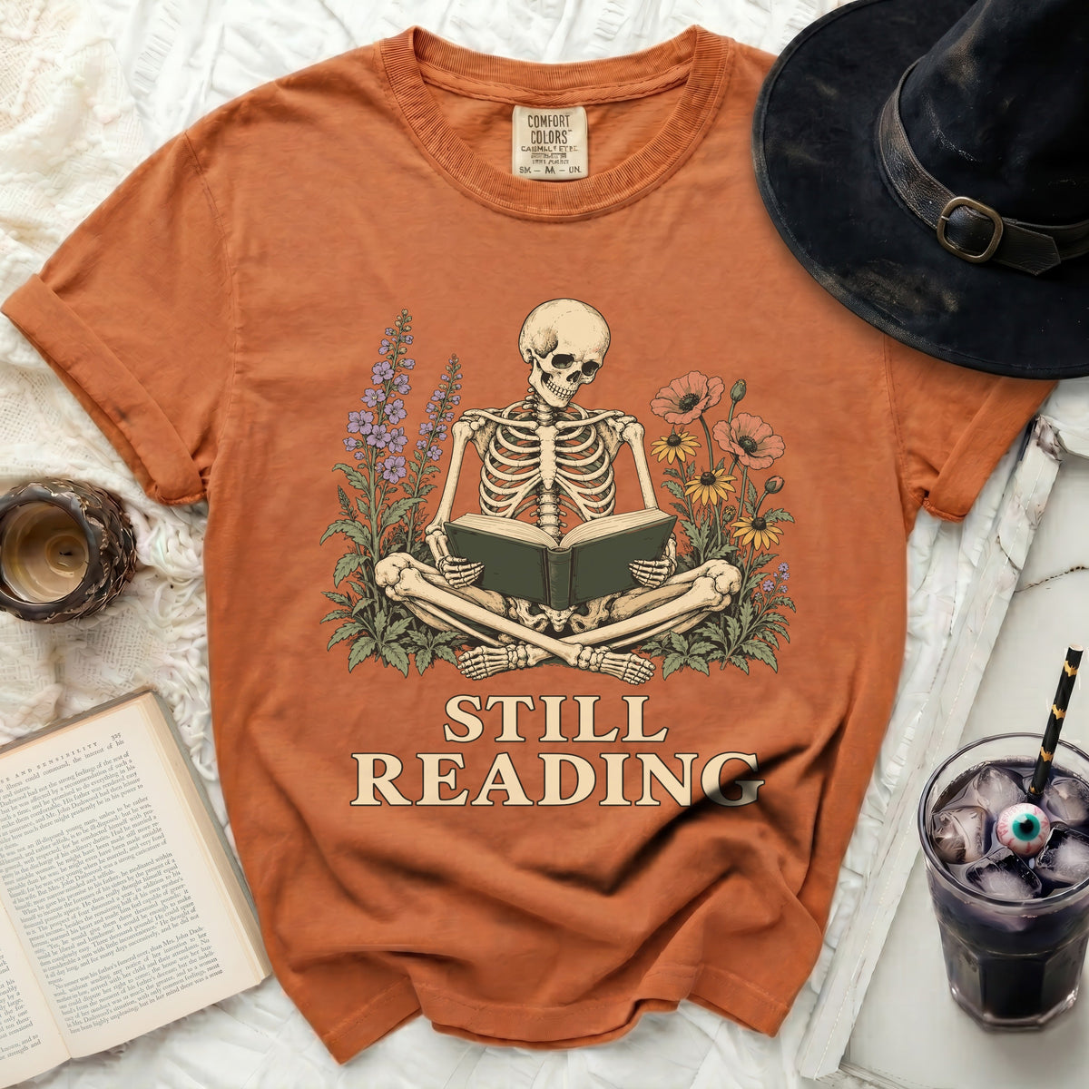 Still Reading Skeleton Tee