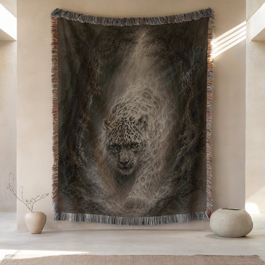 Moonlit Leopard Woven Throw Blanket