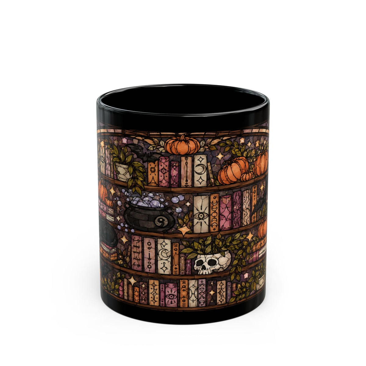 Enchanted Bookshelf Stained Glass Mug