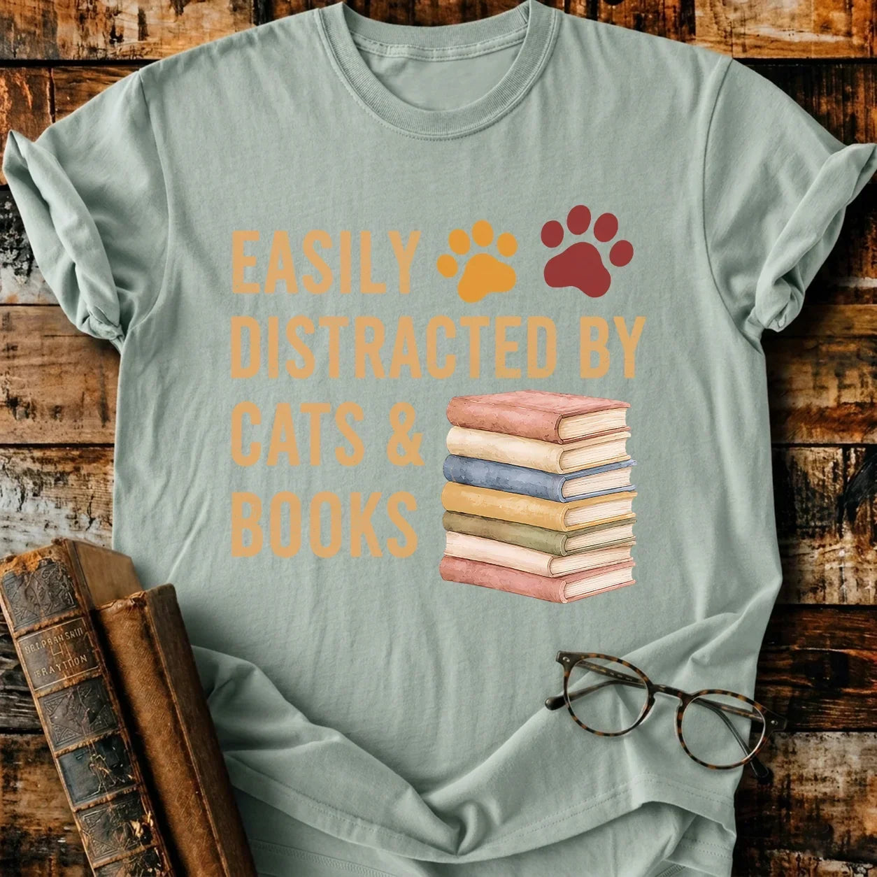 Distracted By Cats & Books T-Shirt