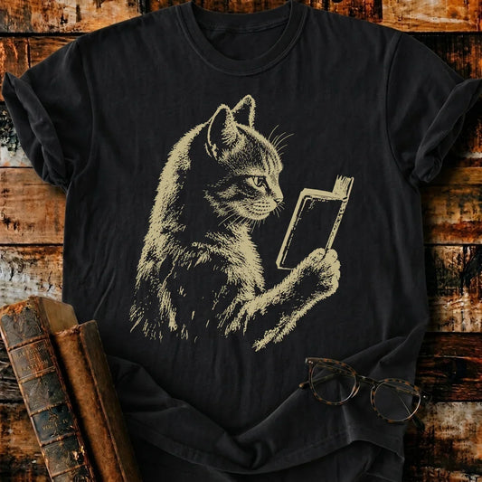 Vintage Cat Reader T-Shirt