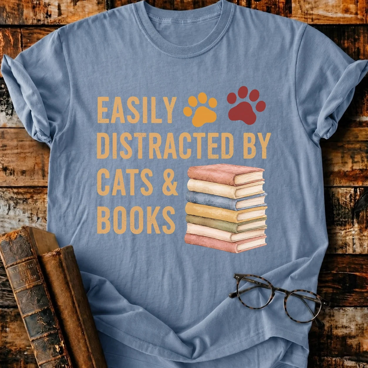 Distracted By Cats & Books T-Shirt