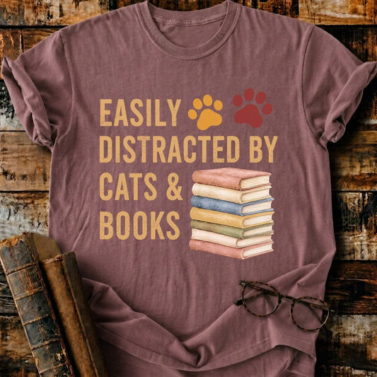 Distracted By Cats & Books T-Shirt