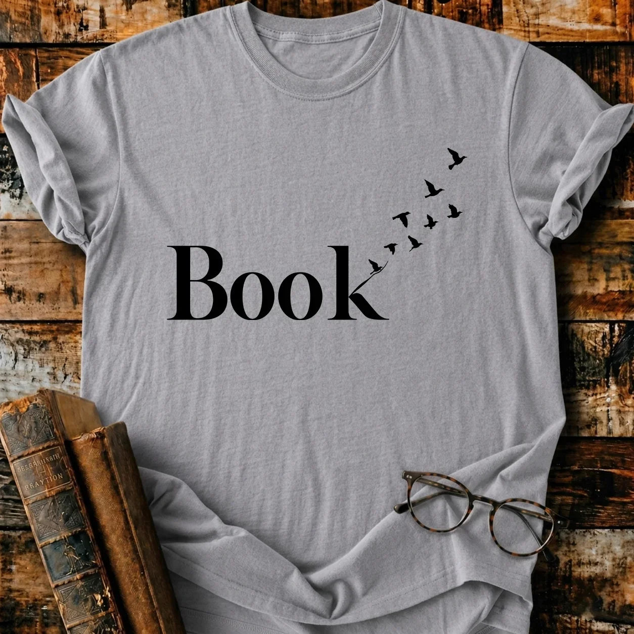 Book Art Birds T-Shirt