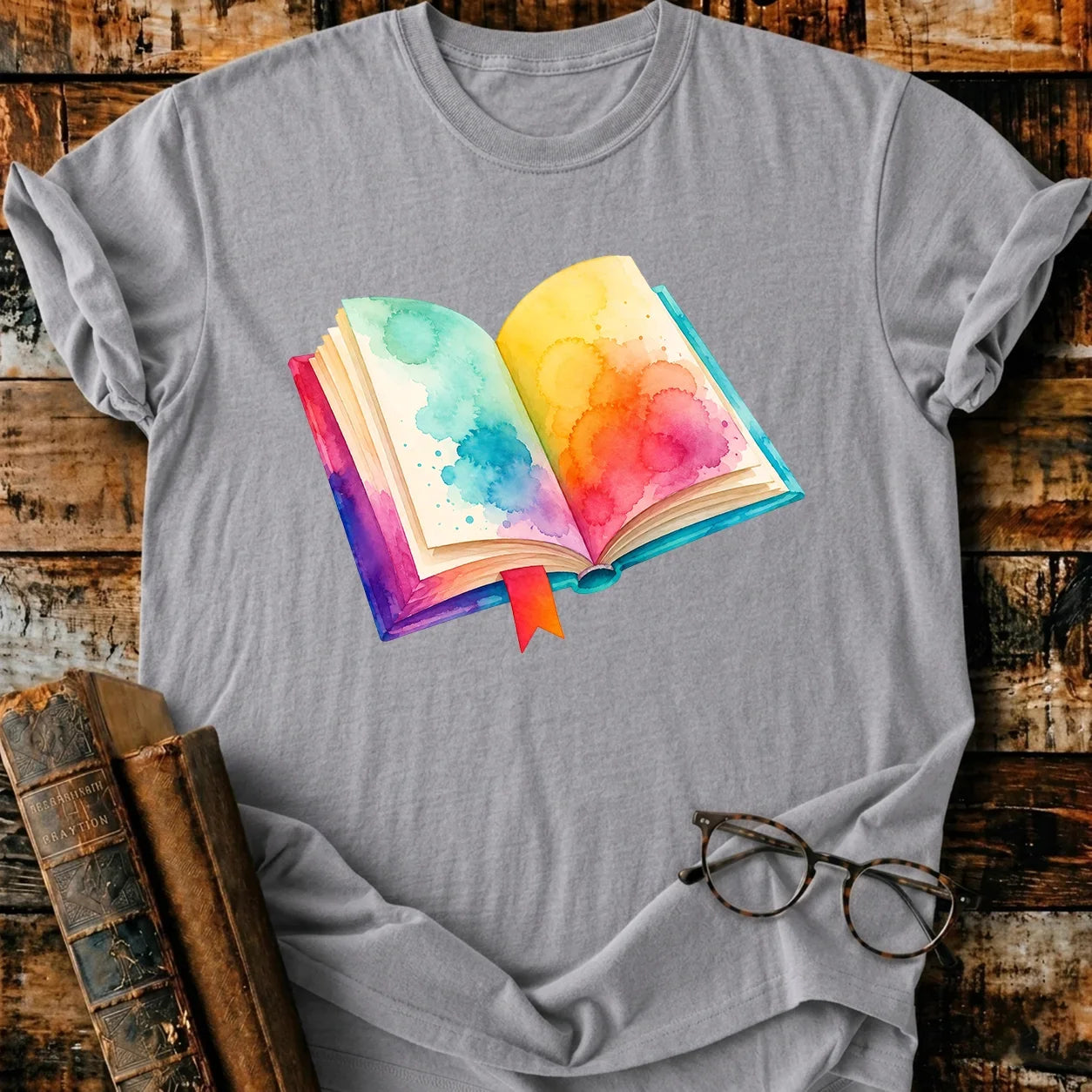Open Book Watercolor T-Shirt