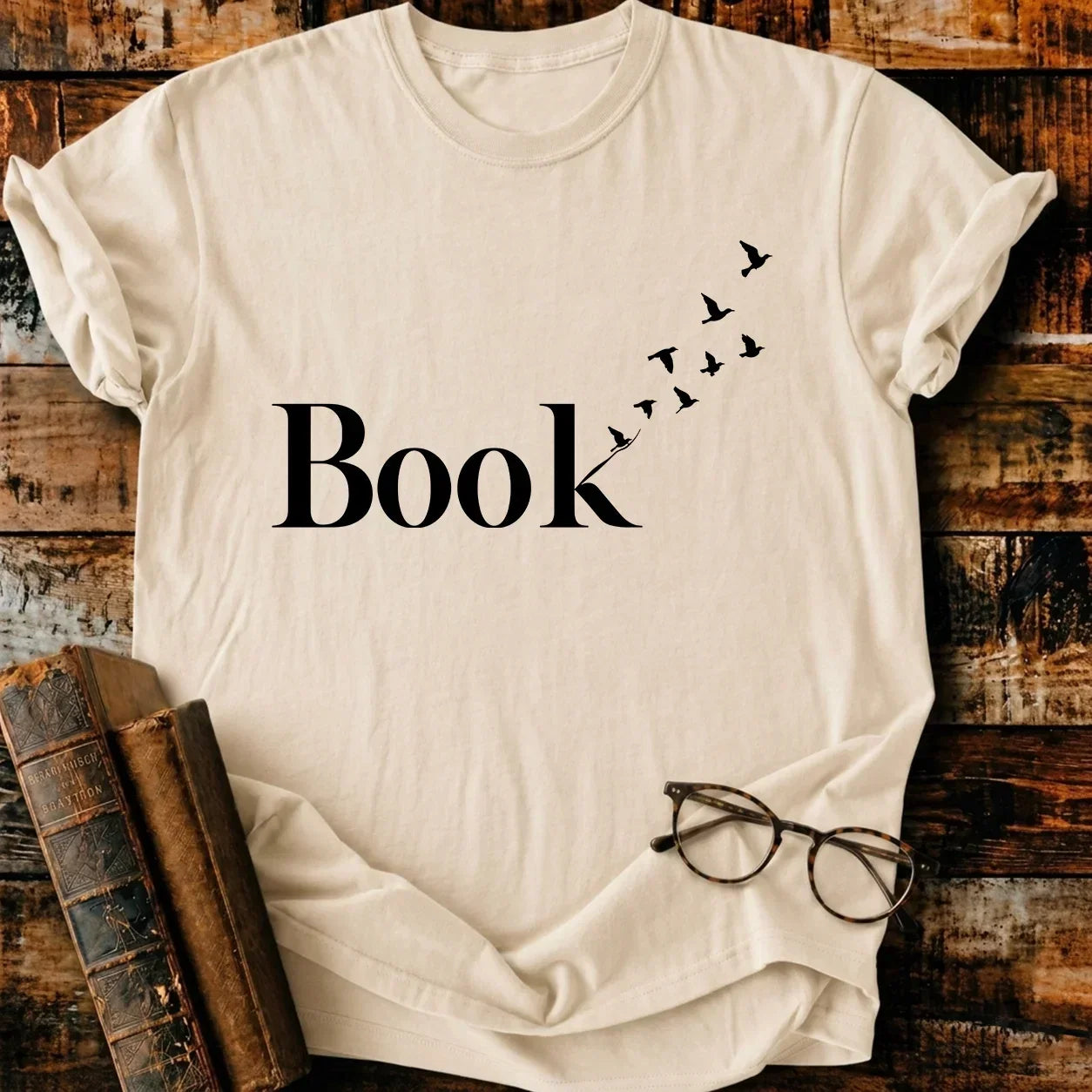 Book Art Birds T-Shirt