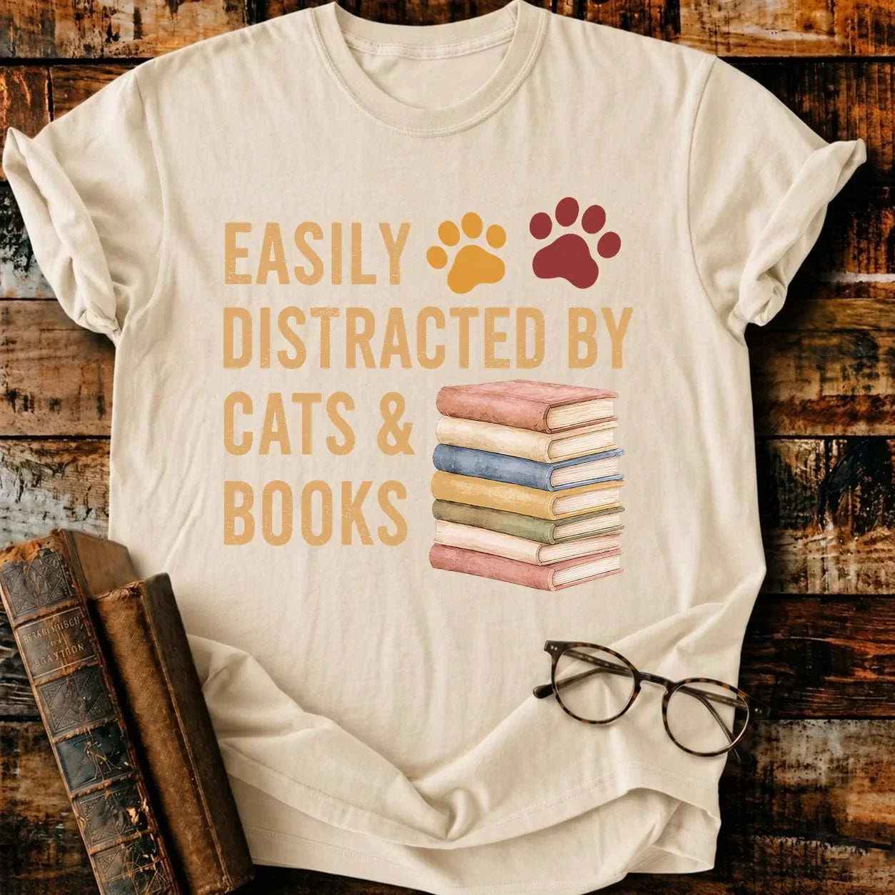 Distracted By Cats & Books T-Shirt