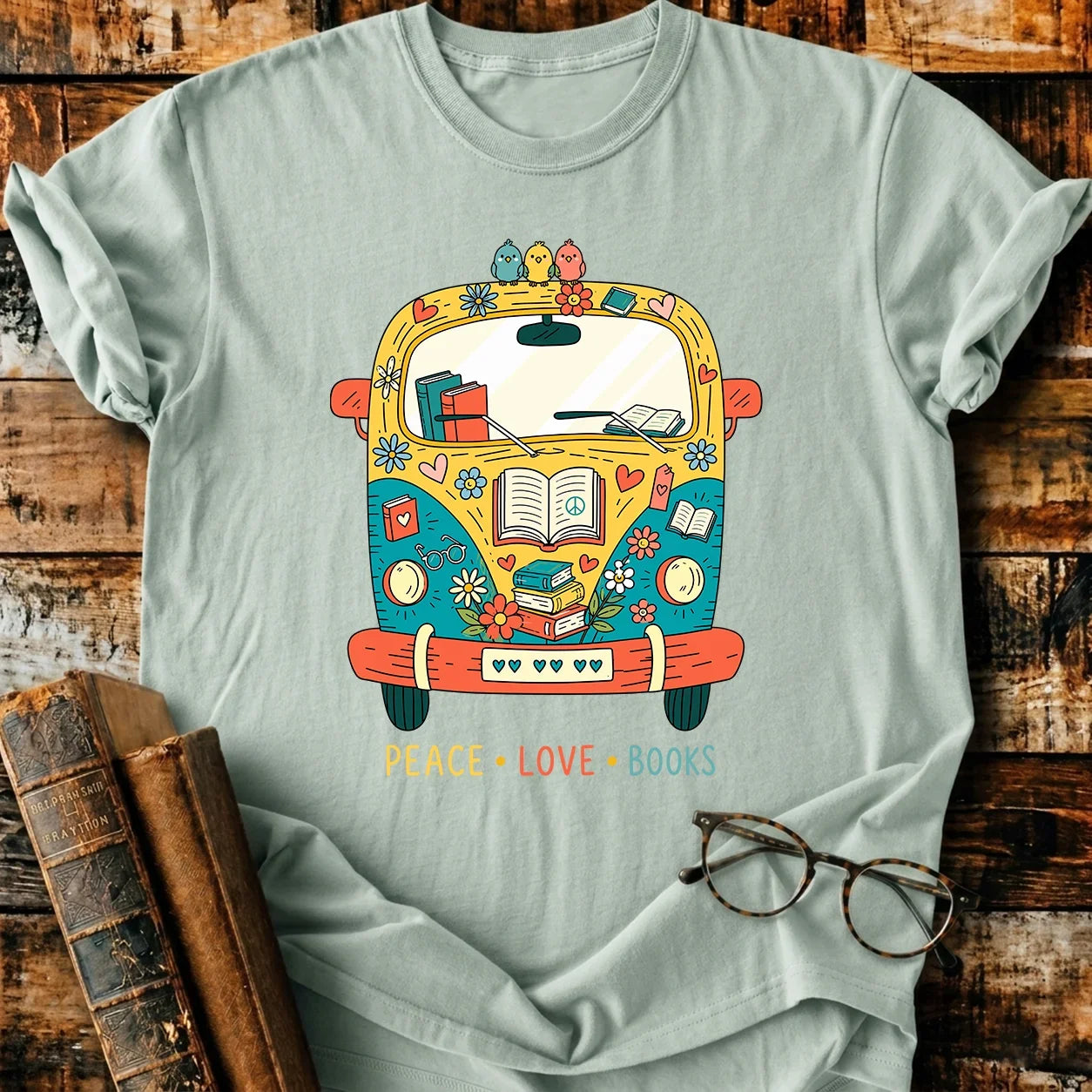 Peace Love Book T-Shirt