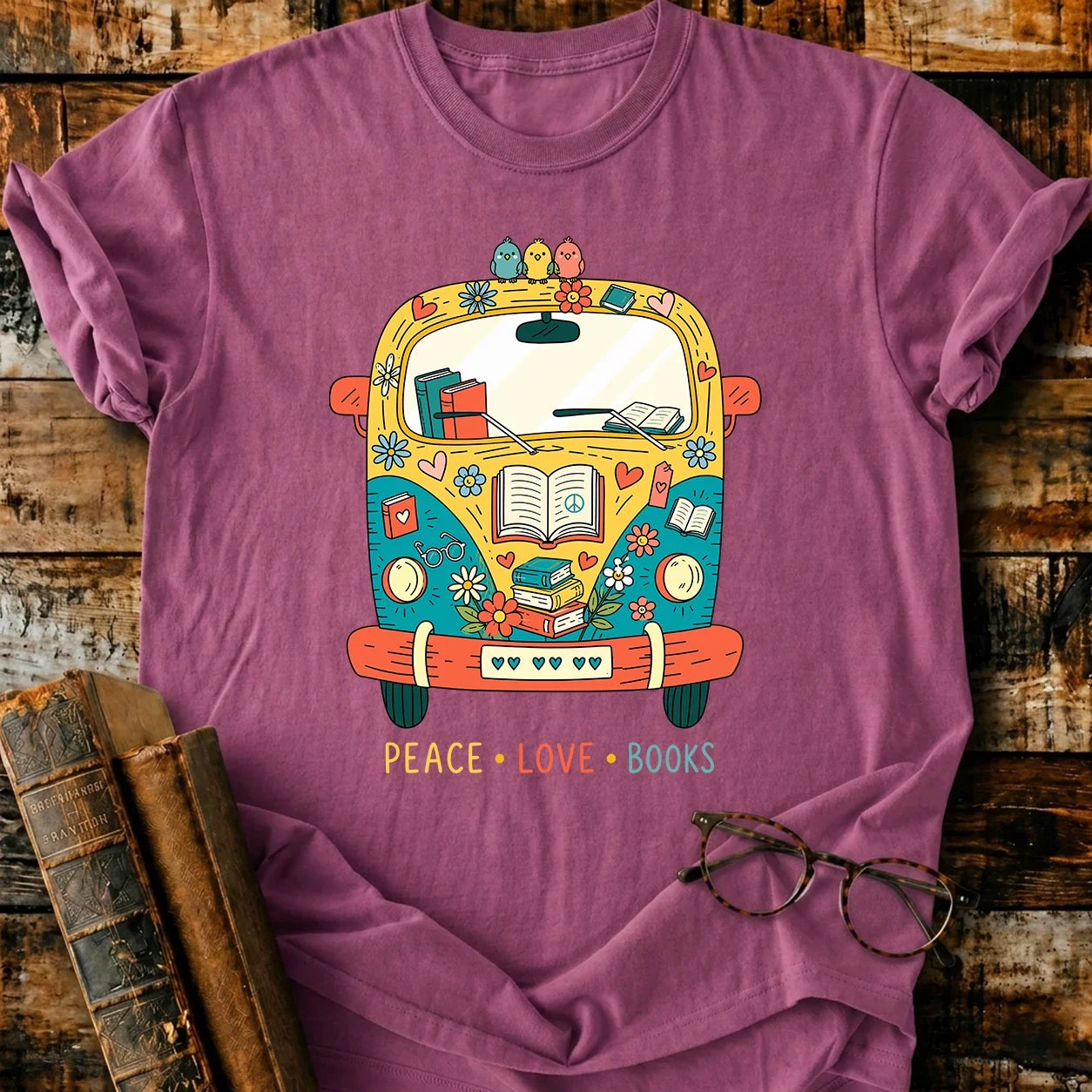 Peace Love Book T-Shirt