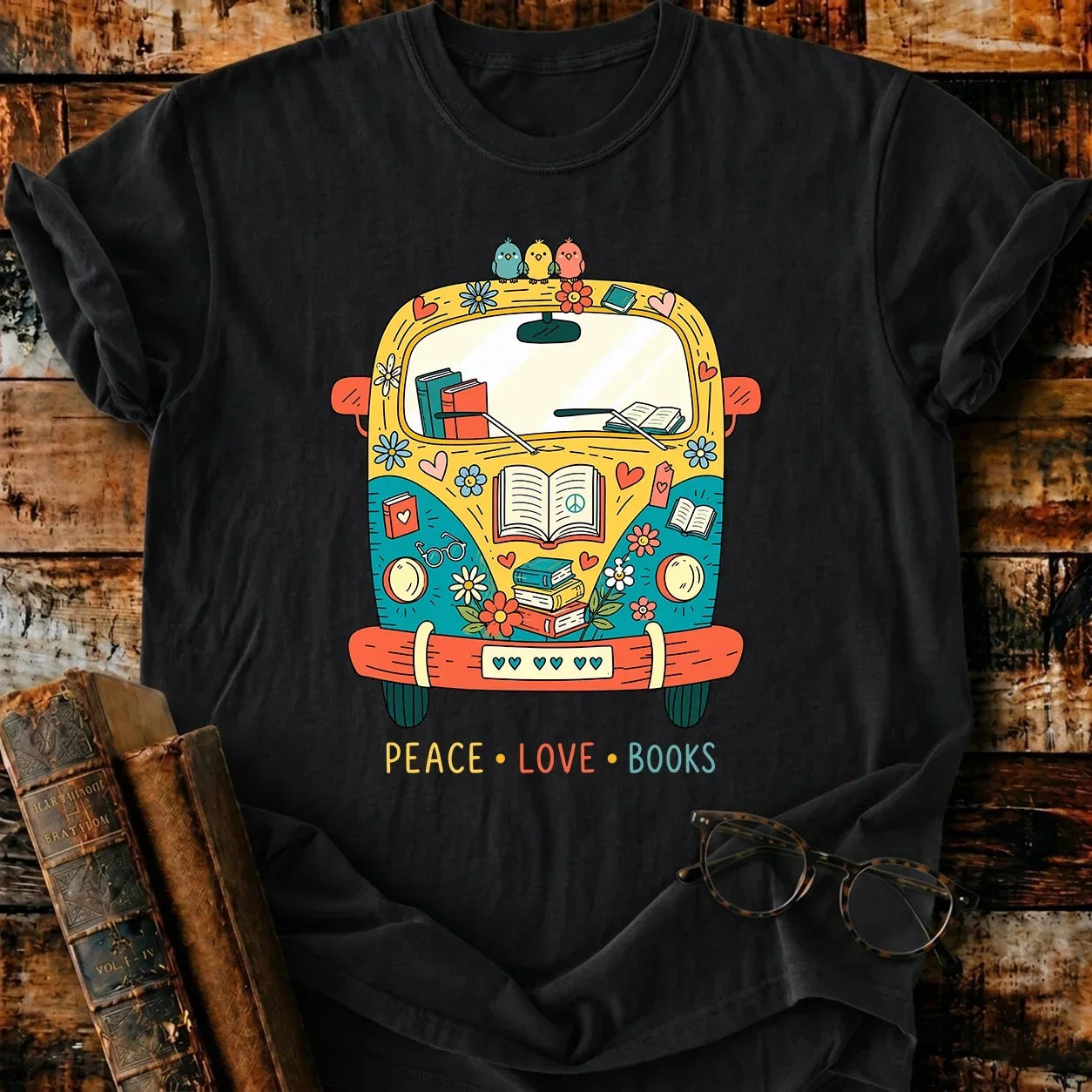 Peace Love Book T-Shirt