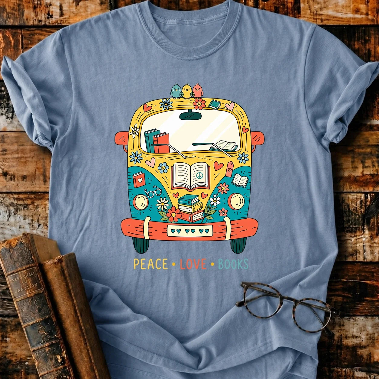 Peace Love Book T-Shirt