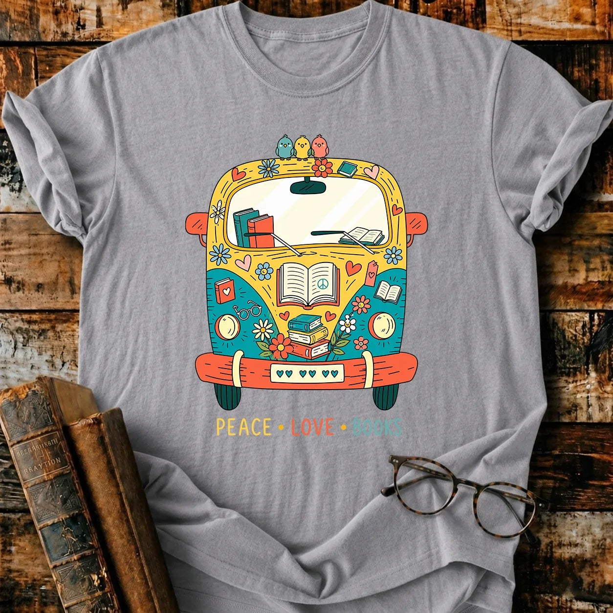 Peace Love Book T-Shirt