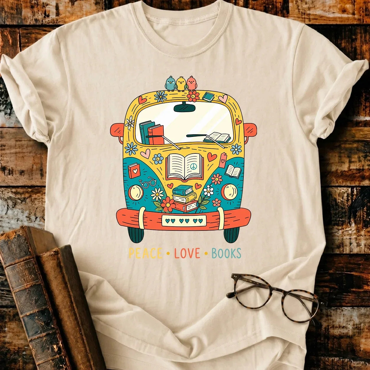 Peace Love Book T-Shirt