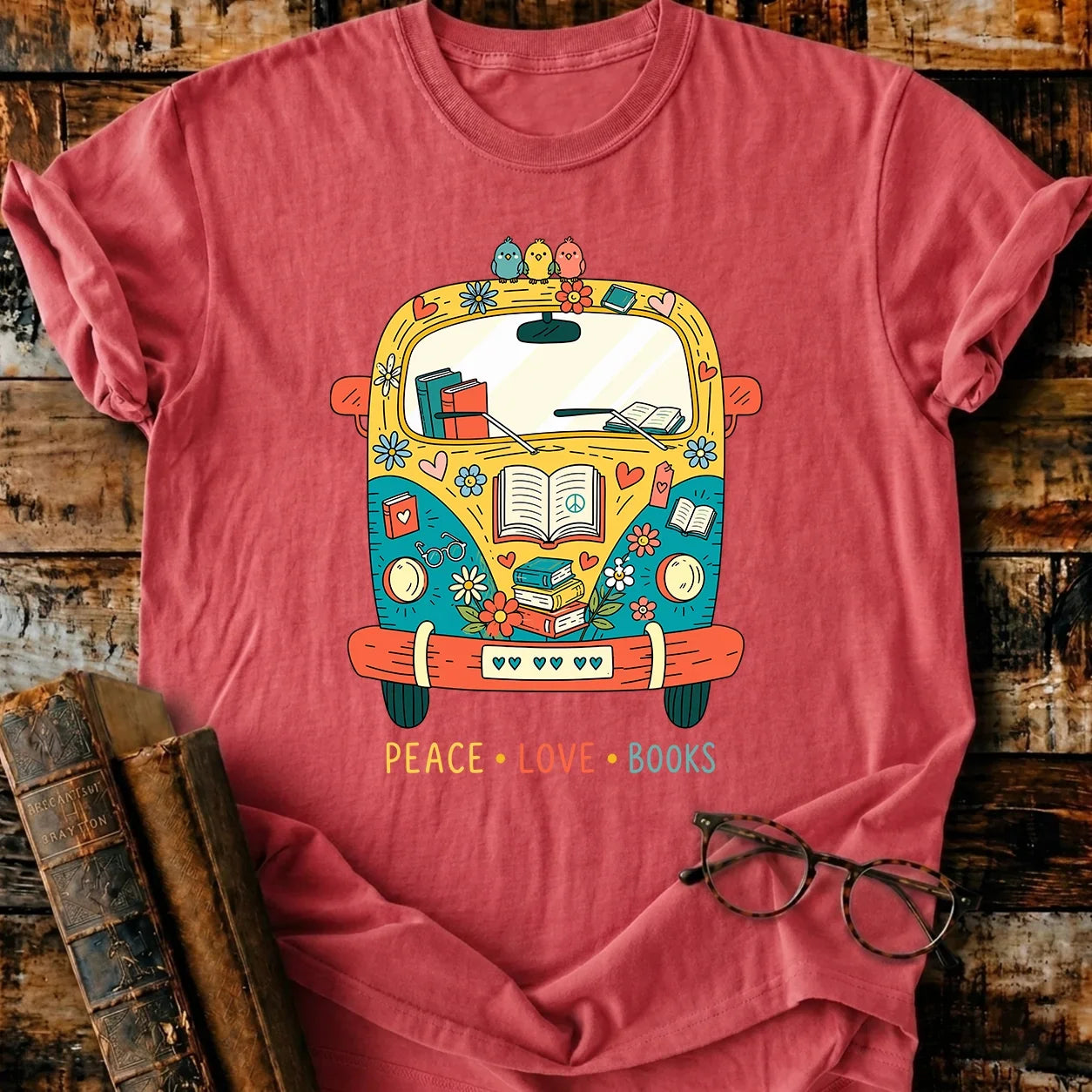 Peace Love Book T-Shirt