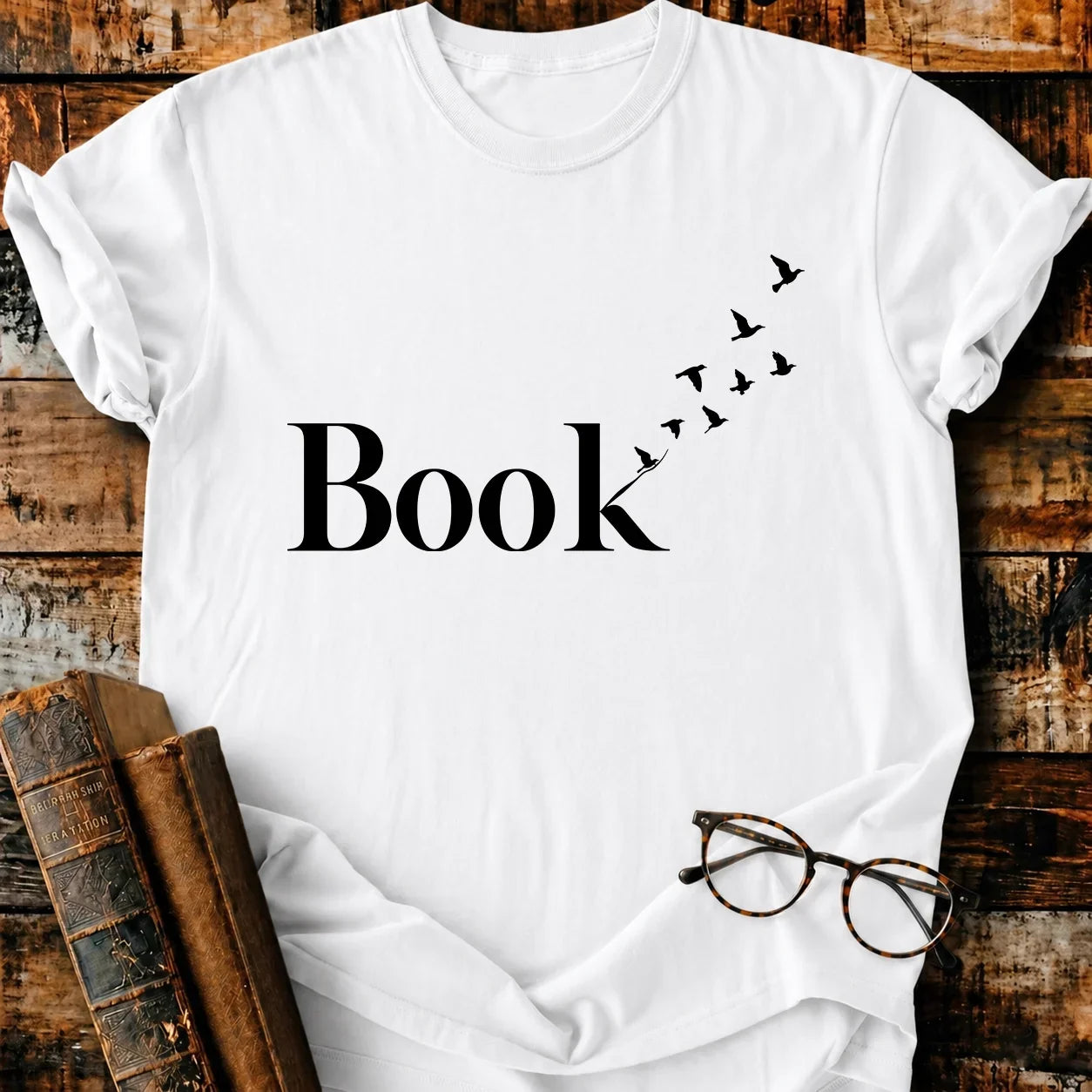Book Art Birds T-Shirt