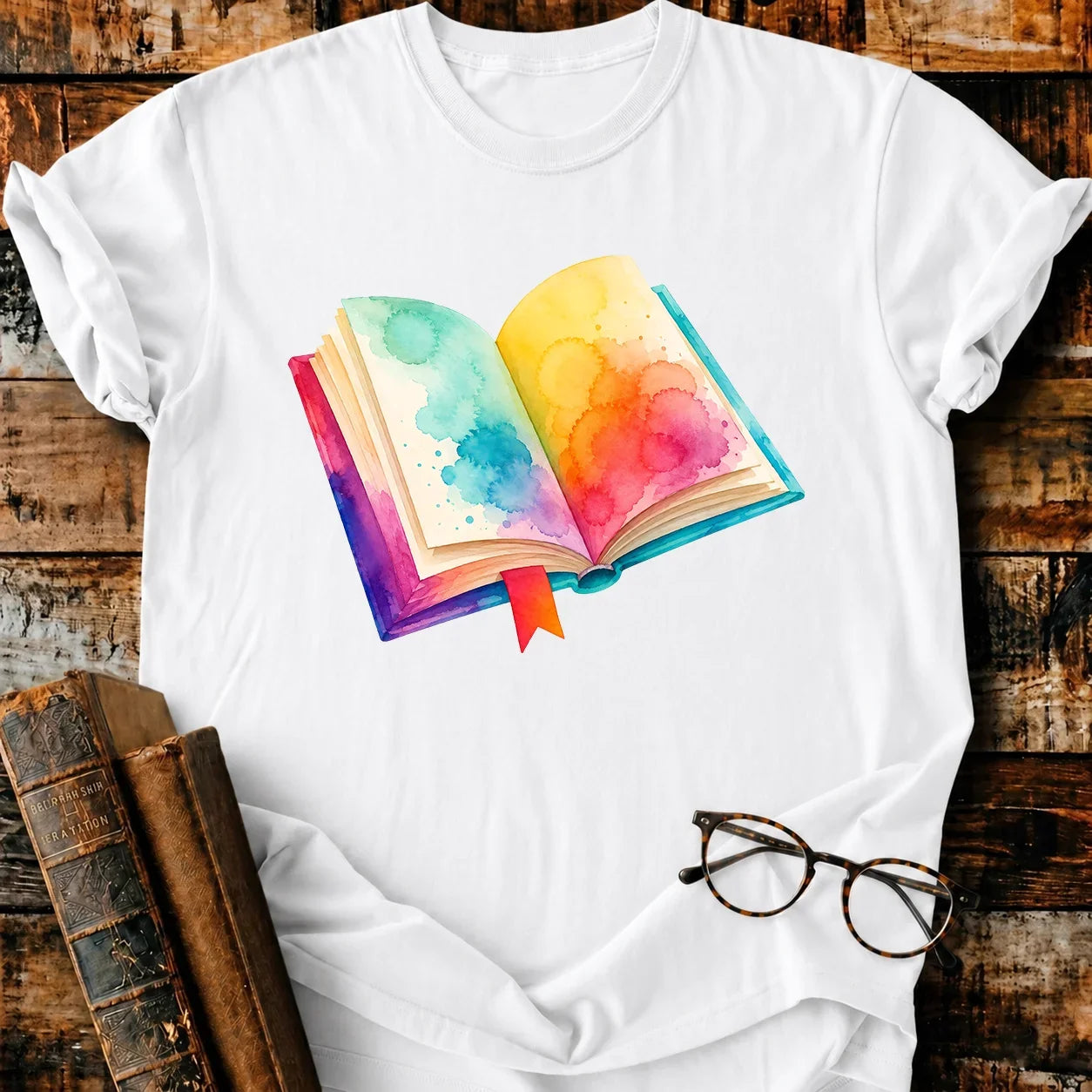 Open Book Watercolor T-Shirt