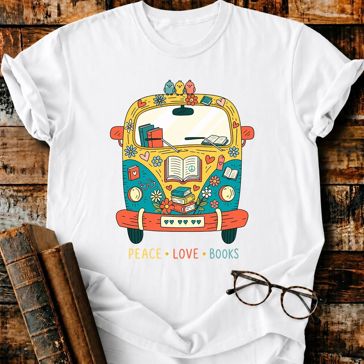 Peace Love Book T-Shirt