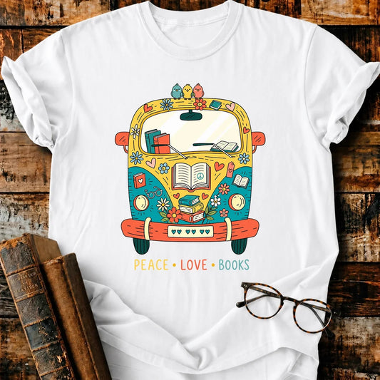 Peace Love Book T-Shirt