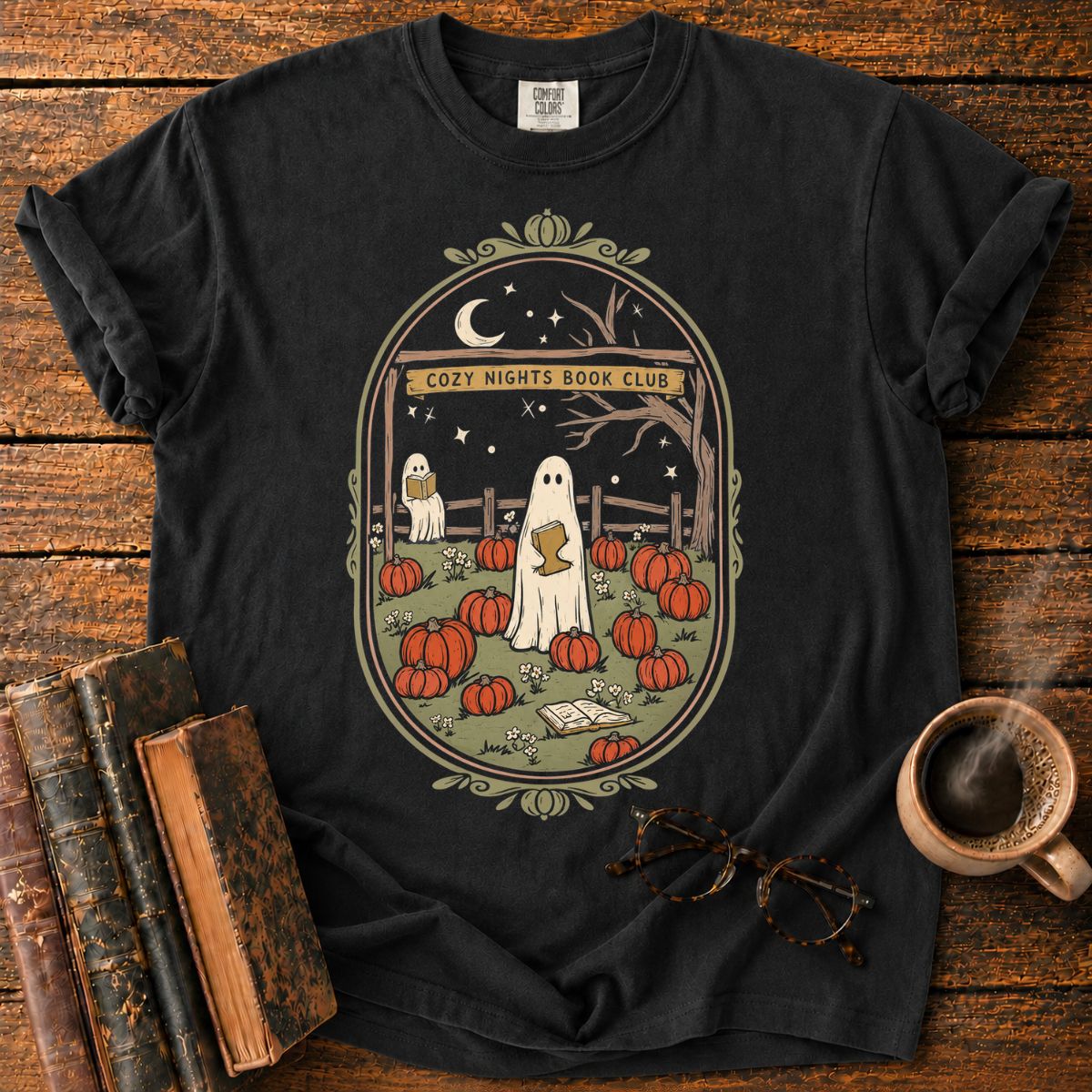 Cozy Nights Book Club Pumpkin T-Shirt